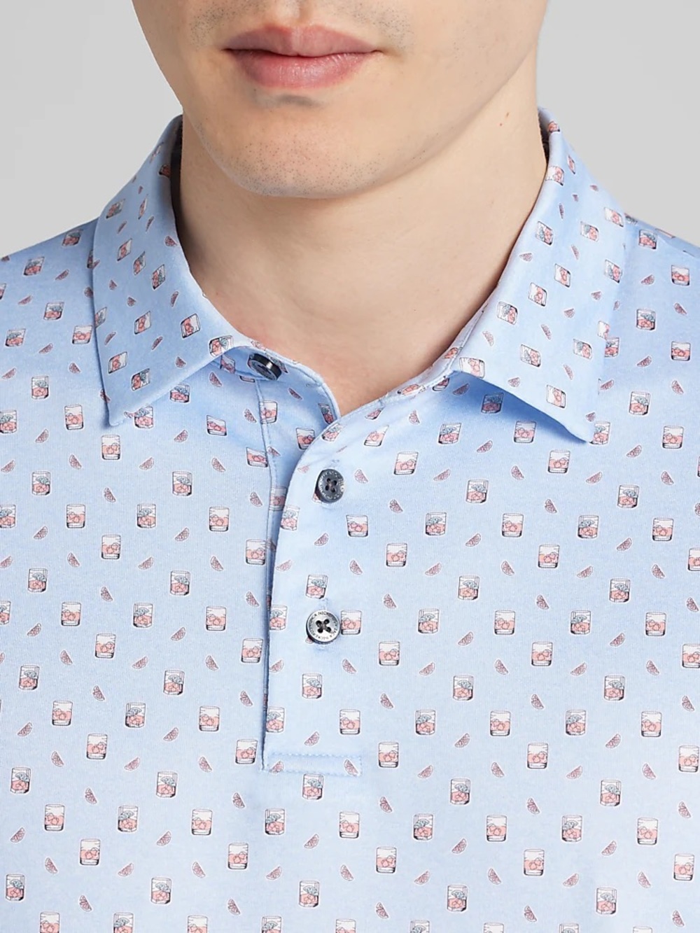 Light Gray Polo with Micro Print by Tommy Bahama